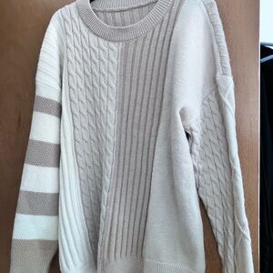 Elegant Beige Cable Knit Sweater